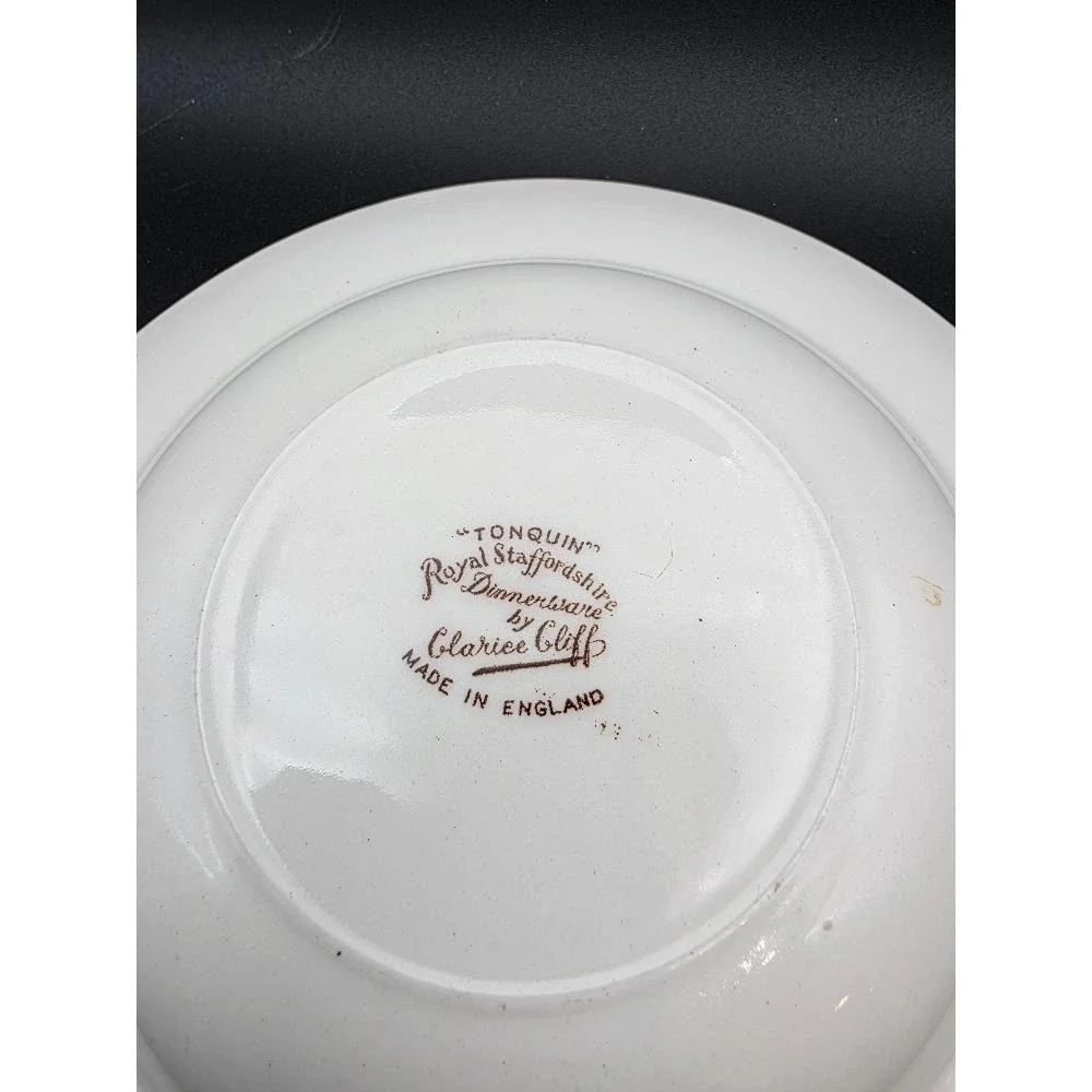 Vintage‎ Royal Staffordshire Tonquin Dinnerware 2 Soup Bowls Clarice Cliff Brown